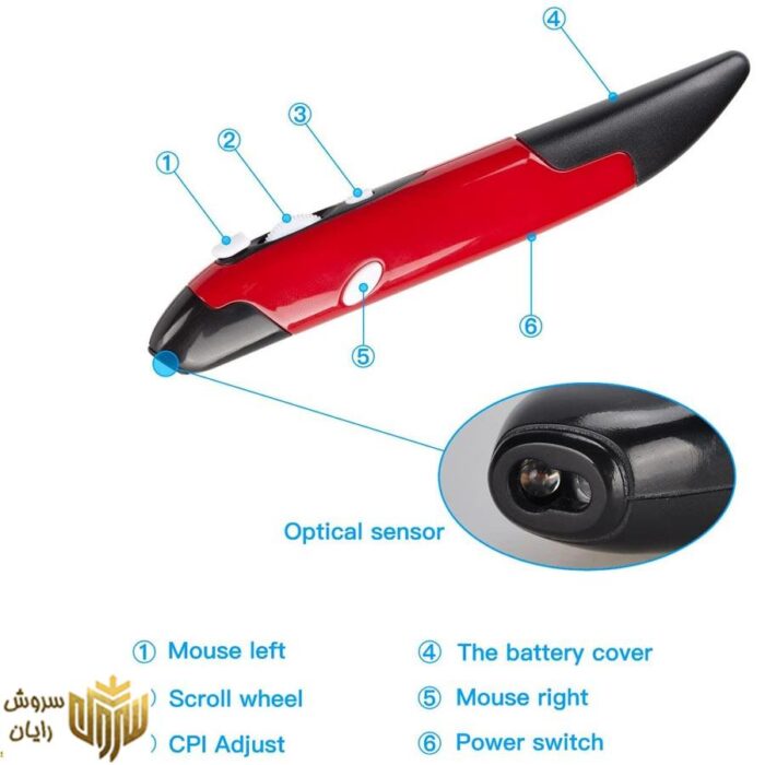 ماوس قلم بی سیم نوری بی سیم مدل Lychee 2.4GHZ USB Wireless Optical Pen Mouse