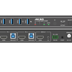 کی وی ام سوئیچ 2 پورت HDMI 2.0/USB 3.0 فرانت مدل FN-K3H21 با رزولوشن 4K@60 به همراه ریموت